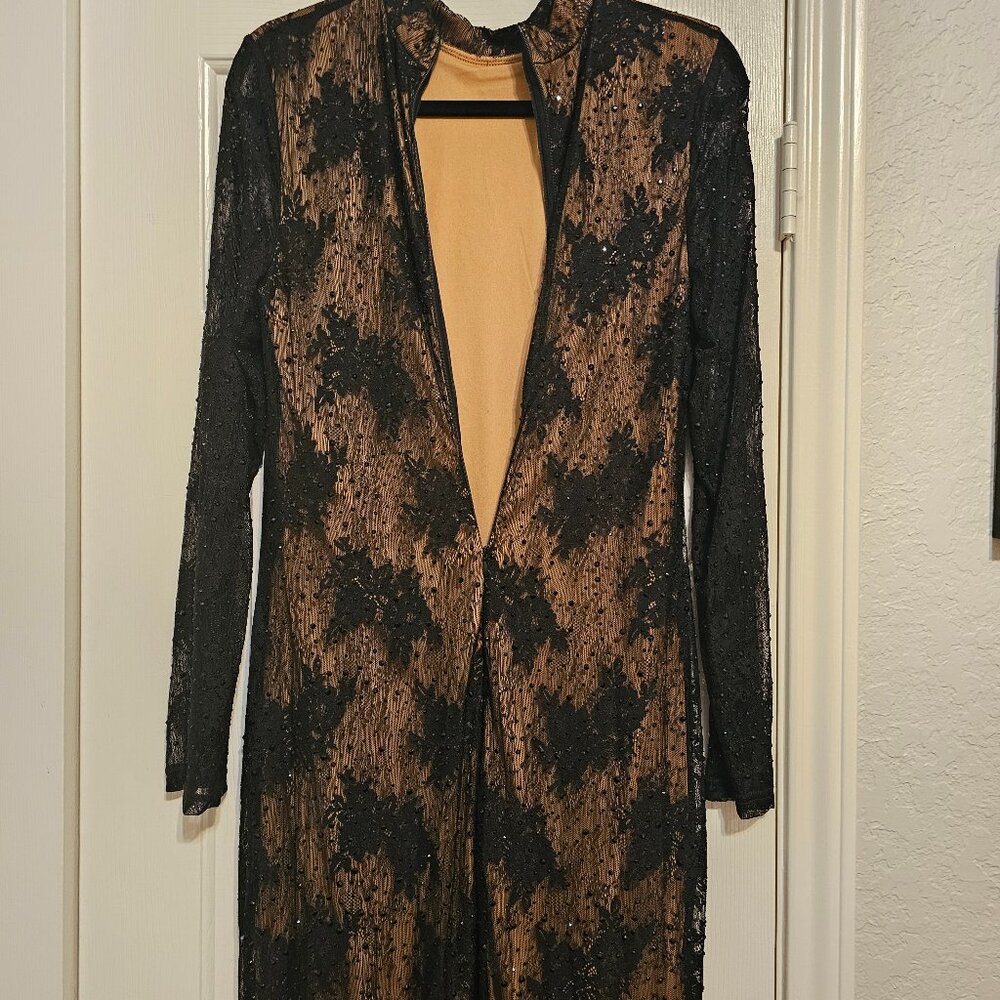 Embellished Black Lace Dress - Picture 10 of 13
